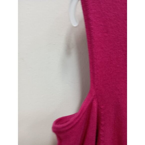 Susan Graver Womens Sweater Size 1X Hot Pink Cold Shoulder Mock Neck Keyhole - Picture 8 of 8